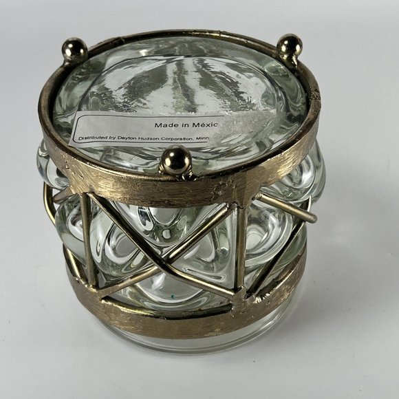 Vtg Caged Glass Candle Holder Vase Handblown Brutalist Art Mexico - Picture 6 of 14